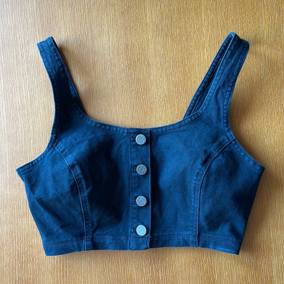 Aritzia Tops - Wilfred Free Lanigan Blouse in Black • Aritzia • Black denim bra top